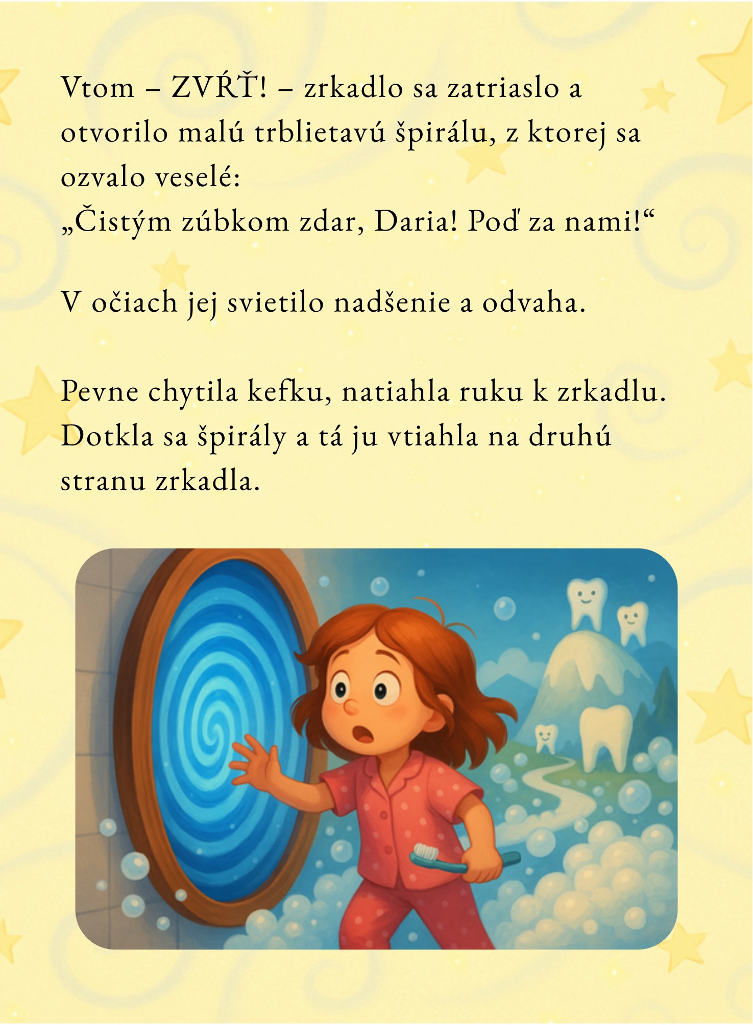 Ukážka strany z príbehu Daria a kúzelná kefka