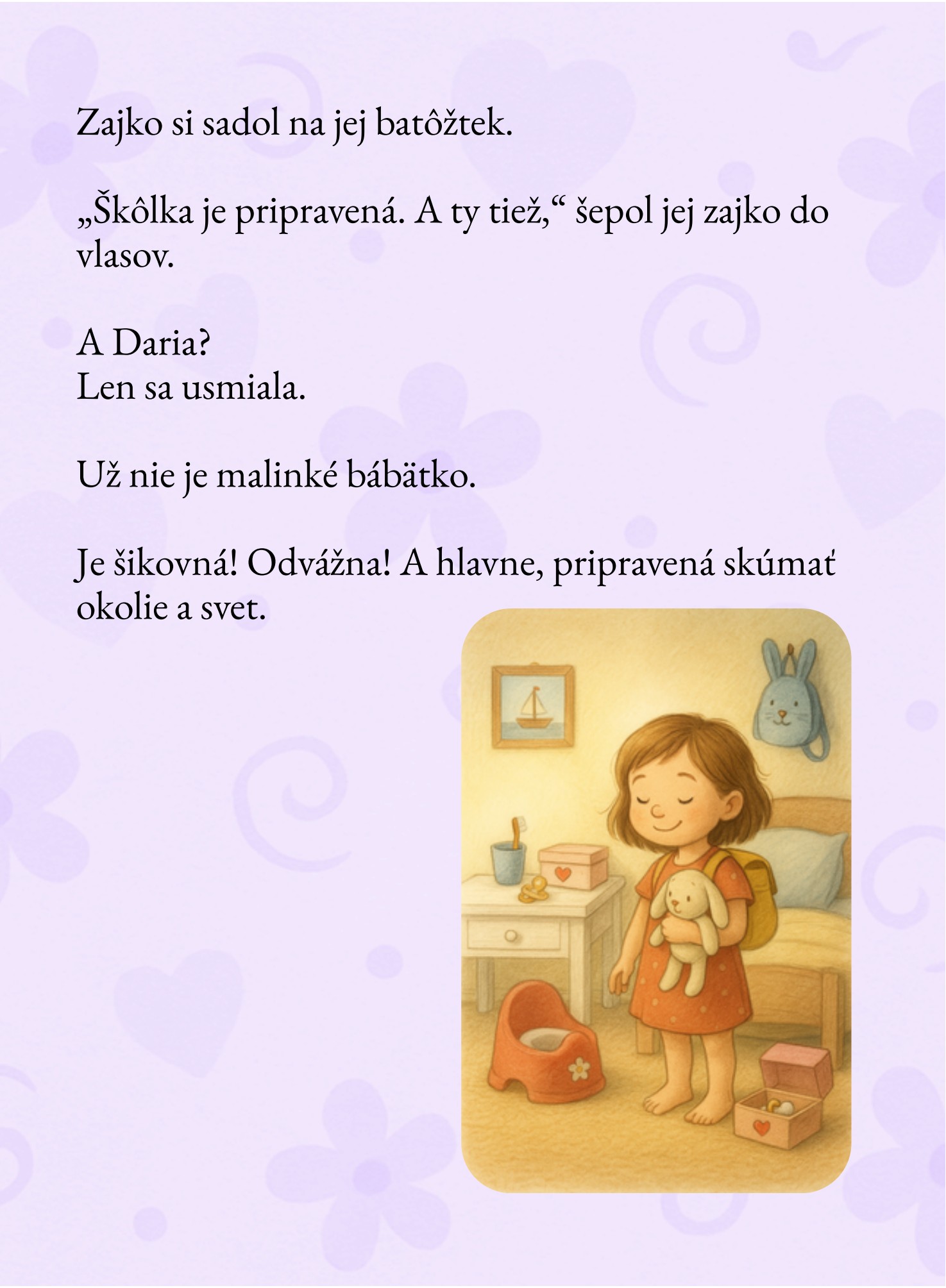 Ukážka strany z príbehu Daria a lúčenie s cumlíkom